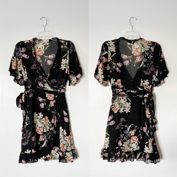 ByTiMo Floral Wrap Ruffle Mini Dress - Picture 2 of 8